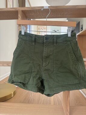 Madewell Olive Green High-Rise Utility Shorts